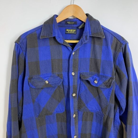 Osh Kosh B'Gosh Men's‎ Plaid Knit Button Up Long Sleeve Shirt Size L - Picture 4 of 13
